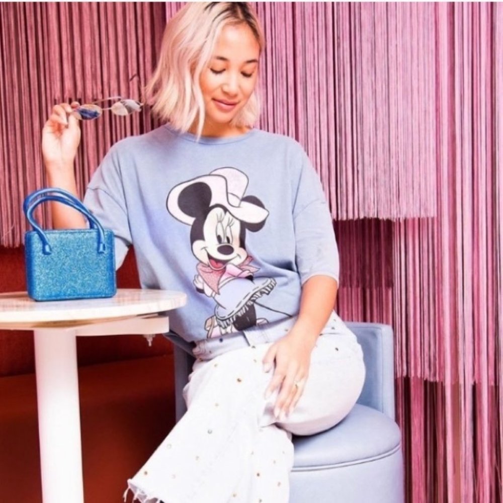 ZARA DISNEY MINNIE MOUSE CARTOON BLUE T-SHIRT